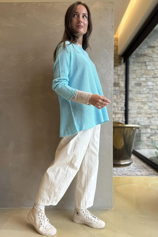 Conrad Slouch Cotton Knit Aqua